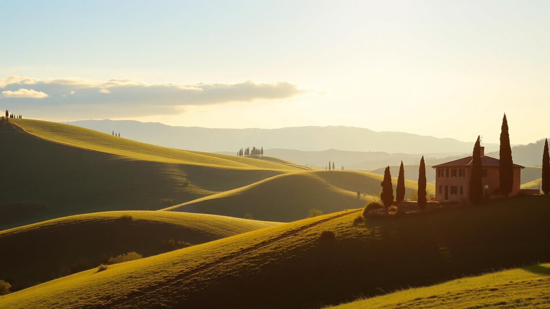 Tuscan countryside at golden hour
